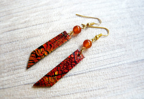 Boucles d'oreilles « Dreams in Colors » rouge - inspiration nature - Bijou de Créateur en cornaline