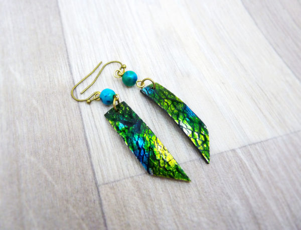 Boucles d’oreilles « Dreams in Colors » vertes - inspiration nature - Bijou de Créateur Wire wrapping et chrysocolle