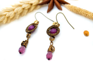 Boucles d’oreilles « Grelots Fuchsia »