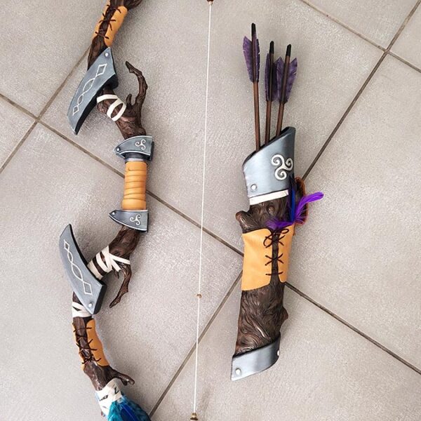 Cosplay Prop / Accessoire de cosplay : Arc et Carquois sylvestre (Création sur mesure)